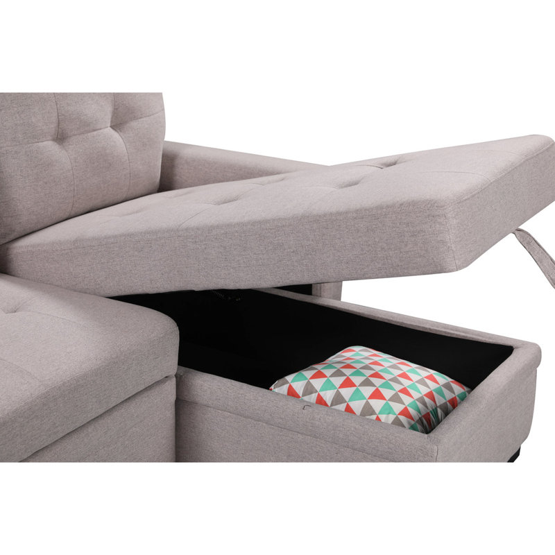 54,35 po Canapé modulaire profond avec méridienne réversible 84 po gris, fermeté moyenne et pochette magazine