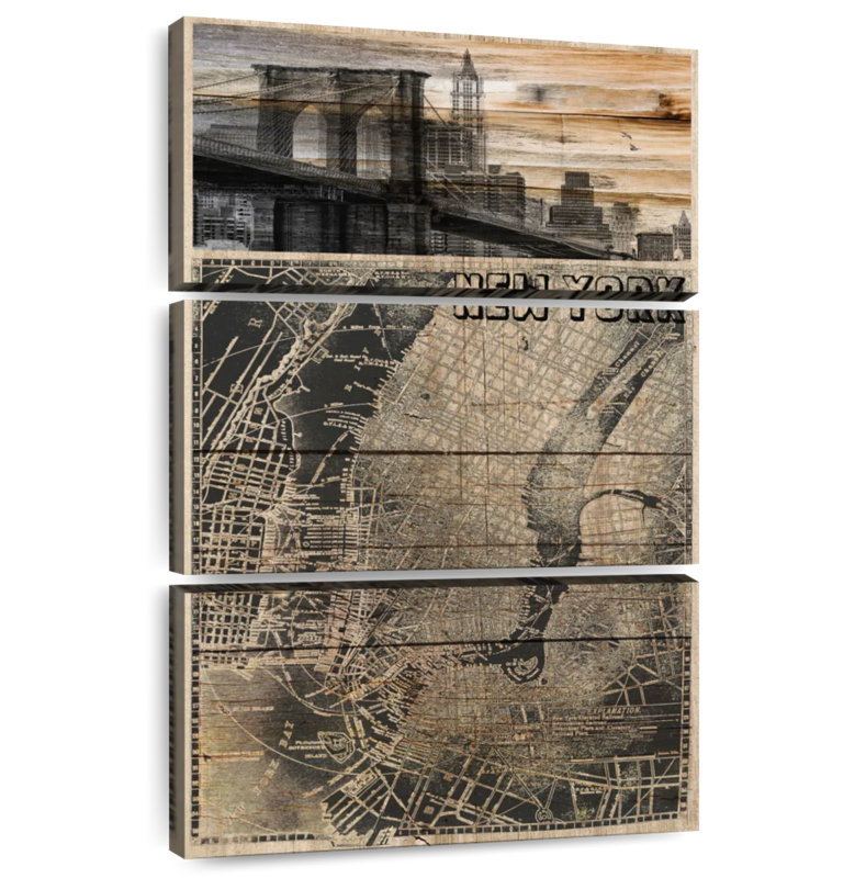 Sireci Retro NYC Map, 32" H x 20" W