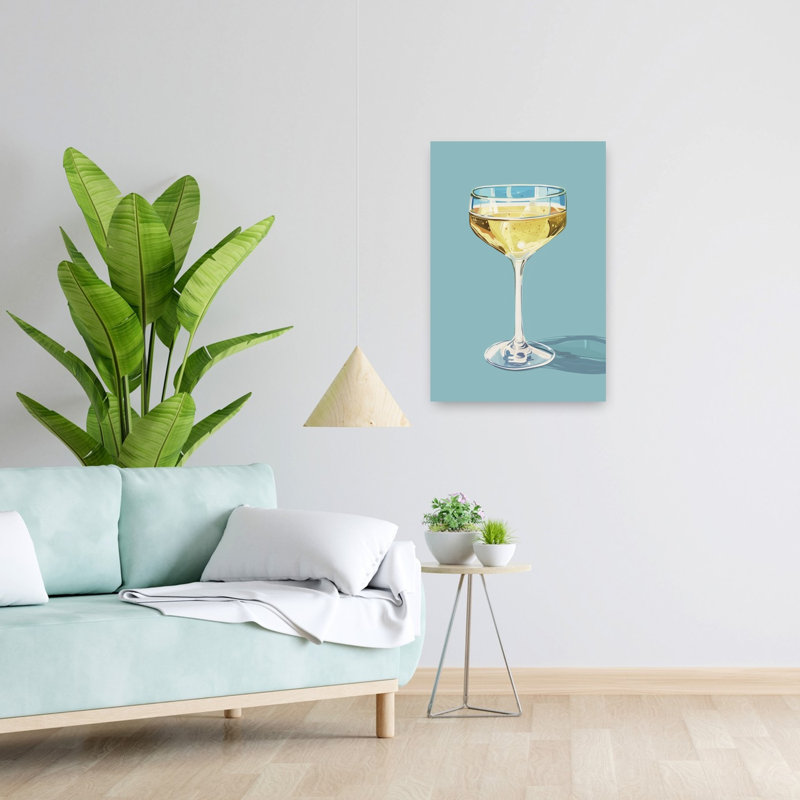 Champagne coupe rétro rétro art mural côtier, H 24 po x l 16 po