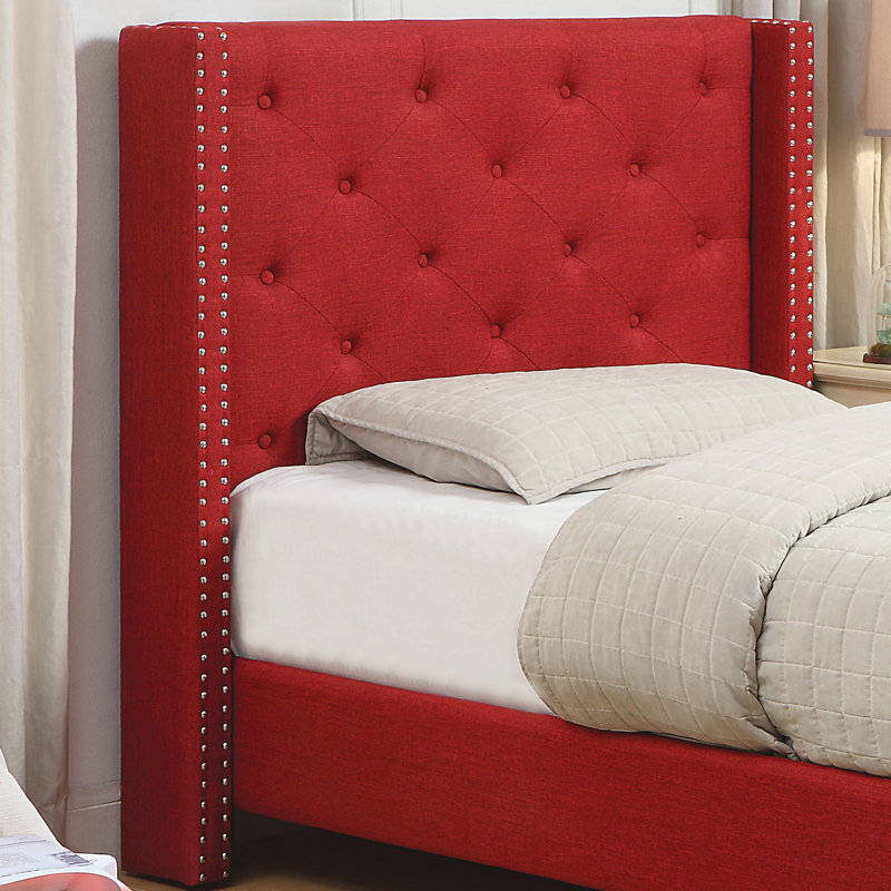 Cecilia Upholstered Wingback Bed, Full, Red