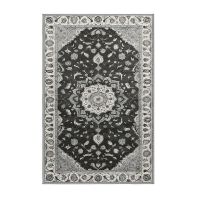 Tapis brun Tabriz lavable à la machine