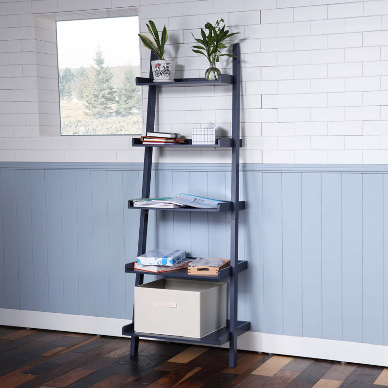 5 - Tier Ladder Shelf, Black