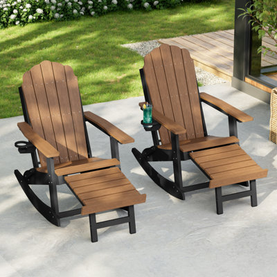 Chaise berçante pliable en PEHD toutes saisons avec repose-pieds rétractable Adirondack