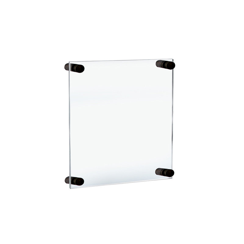 Floating Acrylic Wall Frame with Black Stand Off Caps: 8.5" x 14" Graphic Size, Overall Frame Size: 12.5" x 18"