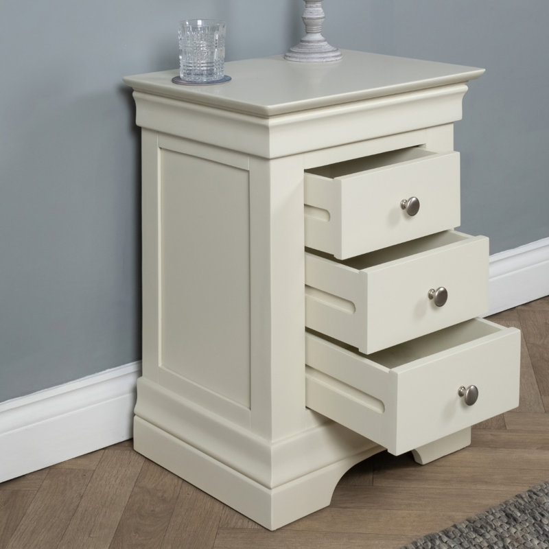 Alliber 50cm W Solid Wood Bedside Table, Off White