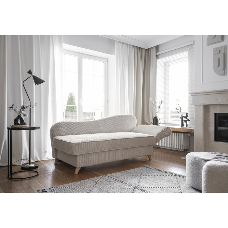 Chic Charlotte Storage Chaise Longue, Beige , Right facing