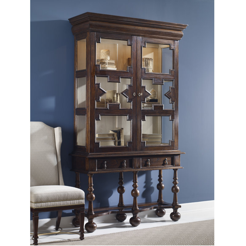 William And Mary Solid Wood Lighted Curio Cabinet