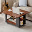 Table basse / table d'appoint moderne 27,6 po avec plateau pliable et roulettes, rangement multi-niveaux, noir et noyer, table-604148478