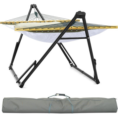  Unity Adjustable Hammock Stand, 800 lbs Capacity Steel Double Hammock Stand for 2 Persons, Premium Pre-Assembled Stand for Indoor Outdoor, Black