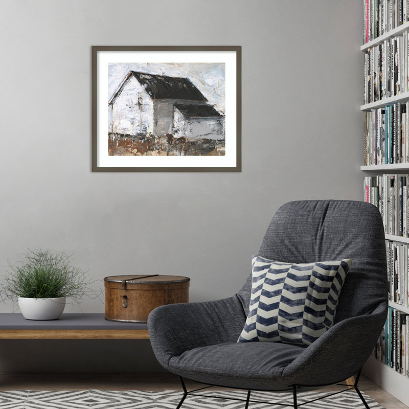 «Abstracted Barn Scene II» par Ethan Harper, reproduction d'art encadrée sur bois, H 21 po x l 25 po