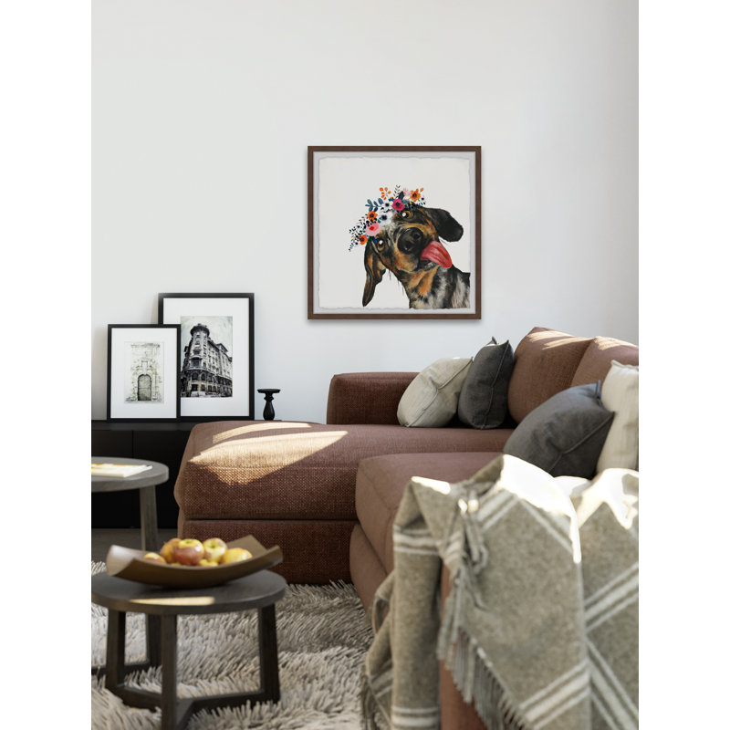 « goofy dog », reproduction encadrée parvez taj,, H 18 po x l 18 po x P 1,5 po