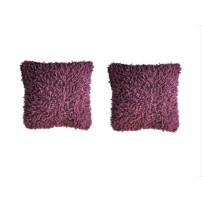 Fringed Chenille Pillow Cover, Purple