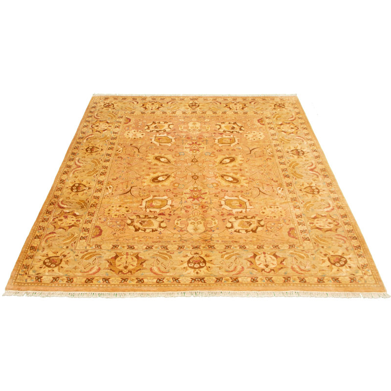Tapis en laine beige 8 pi x 10 pi "one-of-kind" noué la 2010 chobi Allahna