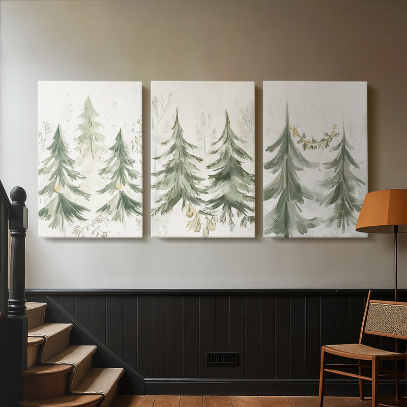 CDI de Noël, art sur toile tendue sur mesure - 3 pièces, H 12 po x l 24 po
