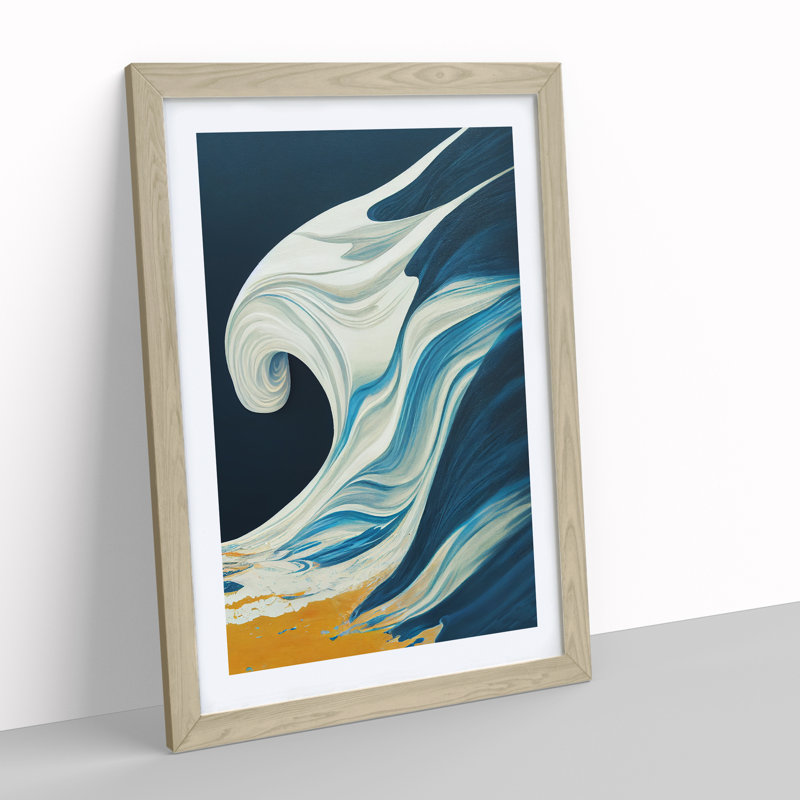 Sublime Ocean Wave Abstract - Single Picture Frame Print, 34cm H x 25cm W x 2cm D, Oak Framed