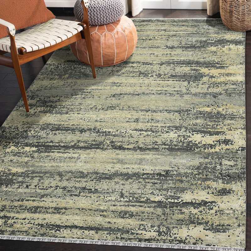 Mystique Wool Abstract Area Rug in Gray, Rectangle 8' x 10'
