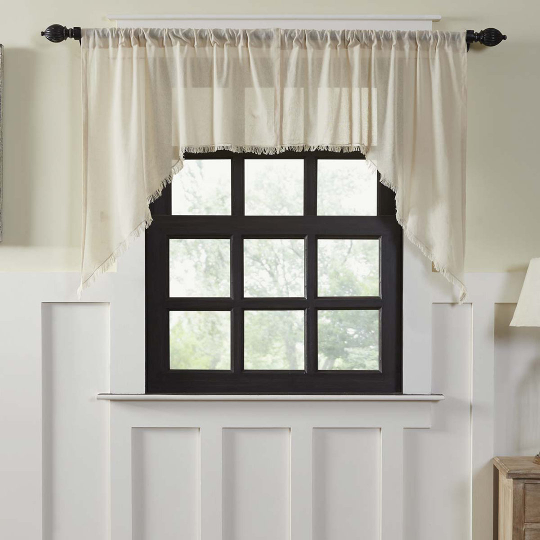 Claris Solid Color Cotton Swag 72" Window Valance (Set of 2) Astoria Grand 