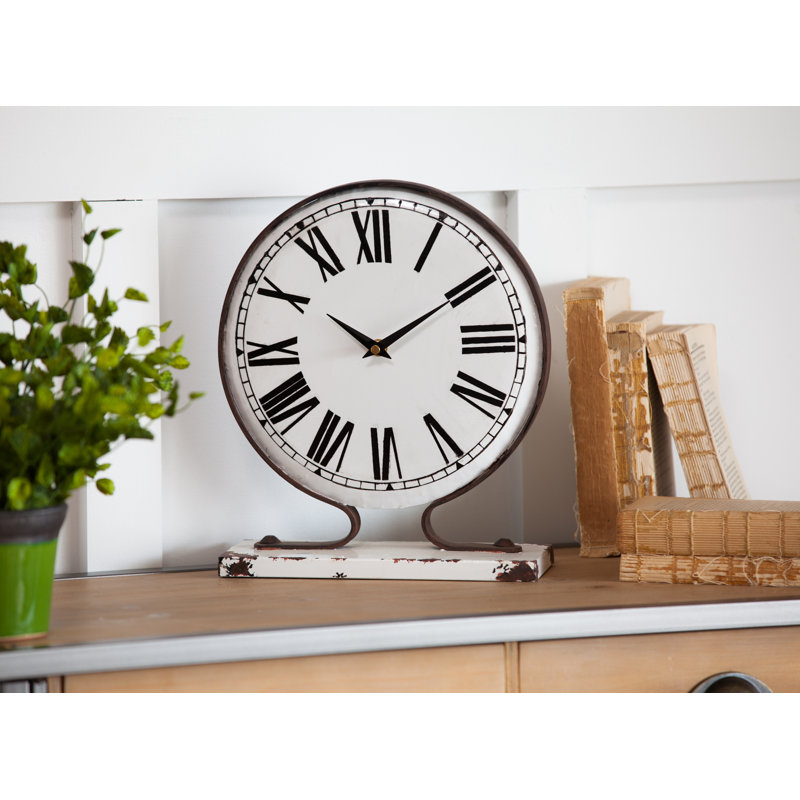 Rustic Roman Numeral Metal Tabletop Clock in