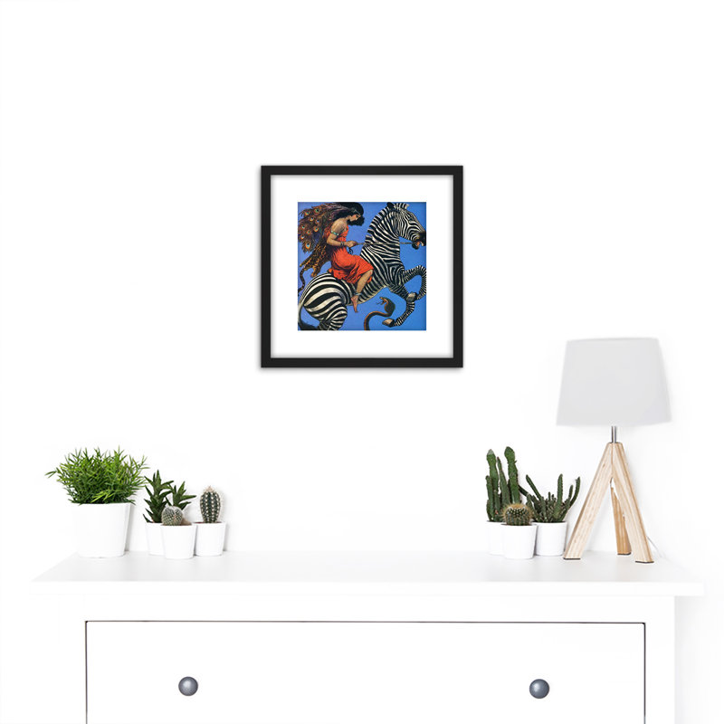 Woman Riding Zebra Snake by Władysław Benda - Single Picture Frame Painting
