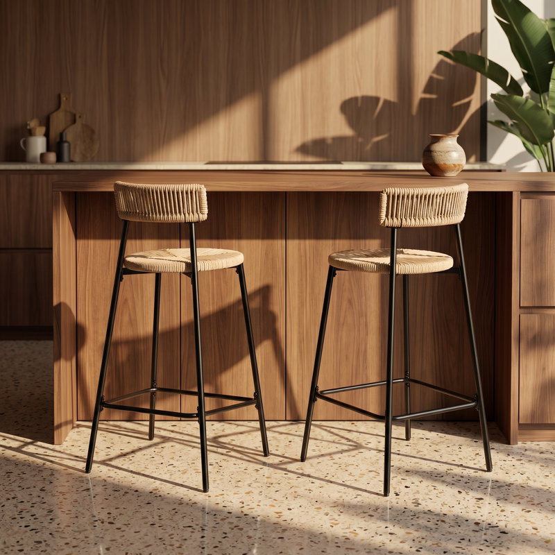 Ensemble de 2 tabourets de bar Boho l 14,96 po x P 15,15 po x H 34,84 po