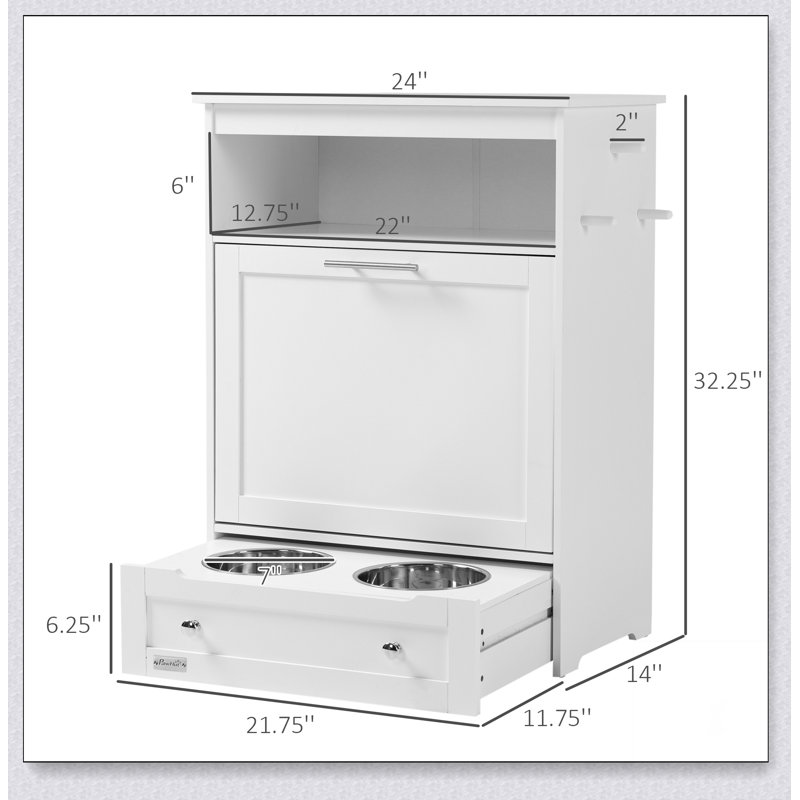 Armoire de rangement blanche avec bols surélevés