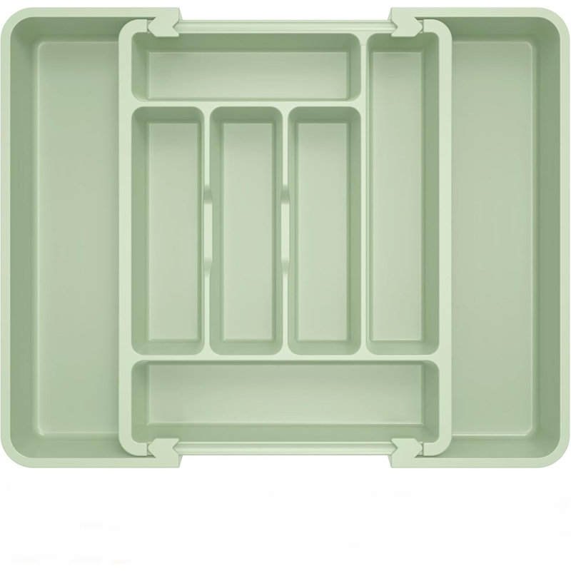 Rangement de tiroir extensible pour l'argenterie - Plateau à ustensiles en plastique robuste à 8 compartiments avec pieds antidérapants