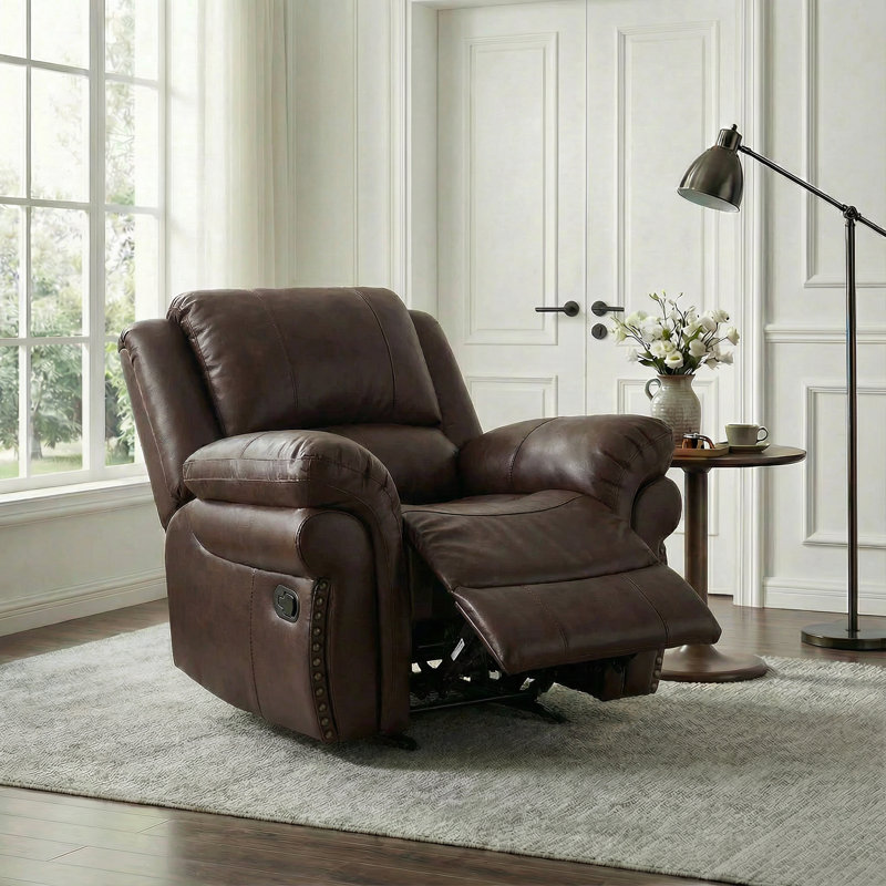 39"Vintage Rivet - Trimmed Manual Recliner, Brown