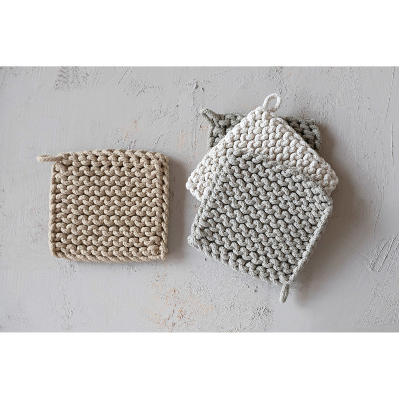 Support à casserole en coton, Beige/Taupe/Gray/White