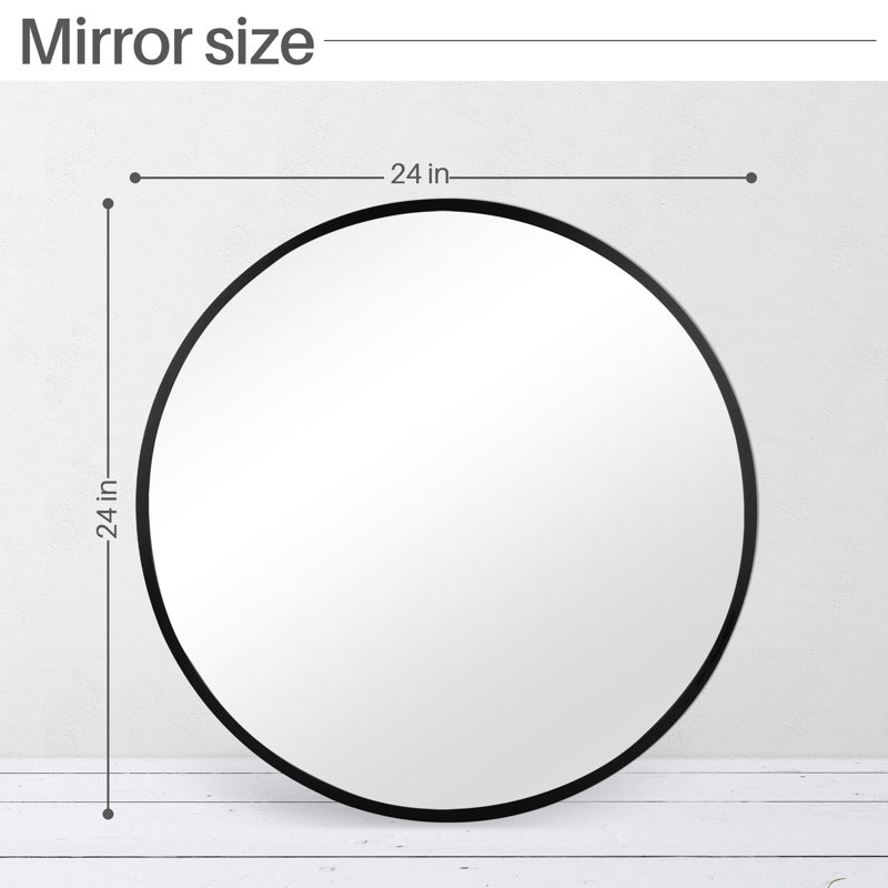 Miroir mural rond Gallen, Noir, 24 po x 24 po