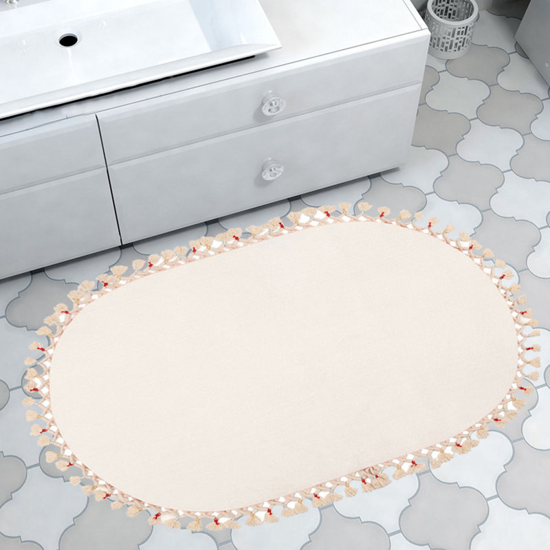 Eufrosina Solid Color Bath Rug, 39" W x 59" L, White