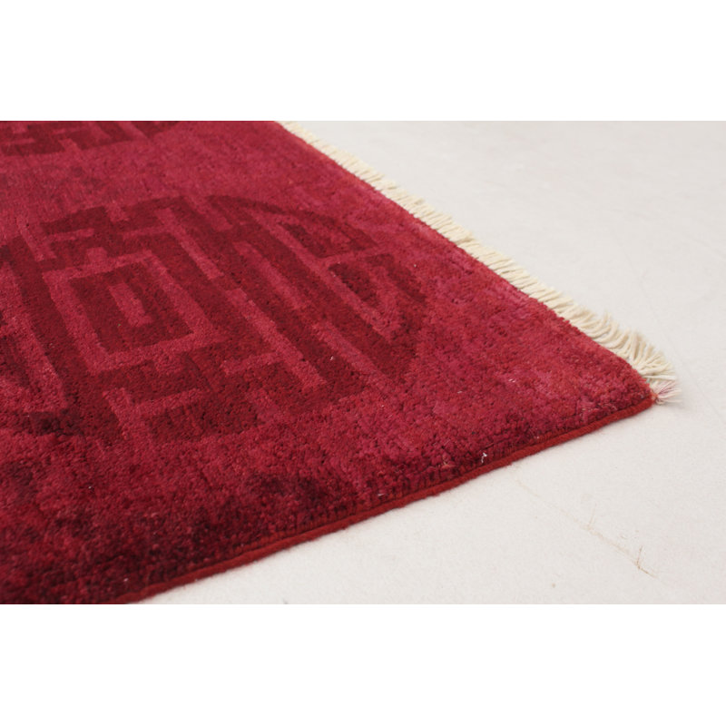 Tapis de bois one-of-kind à la main-noué la 2010 jaipur rouge foncé 6 pi x 8 pi Roughton