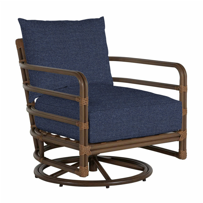 Malibu Swivel Patio Chair with Cushions, Intermix Indigo, No Welt