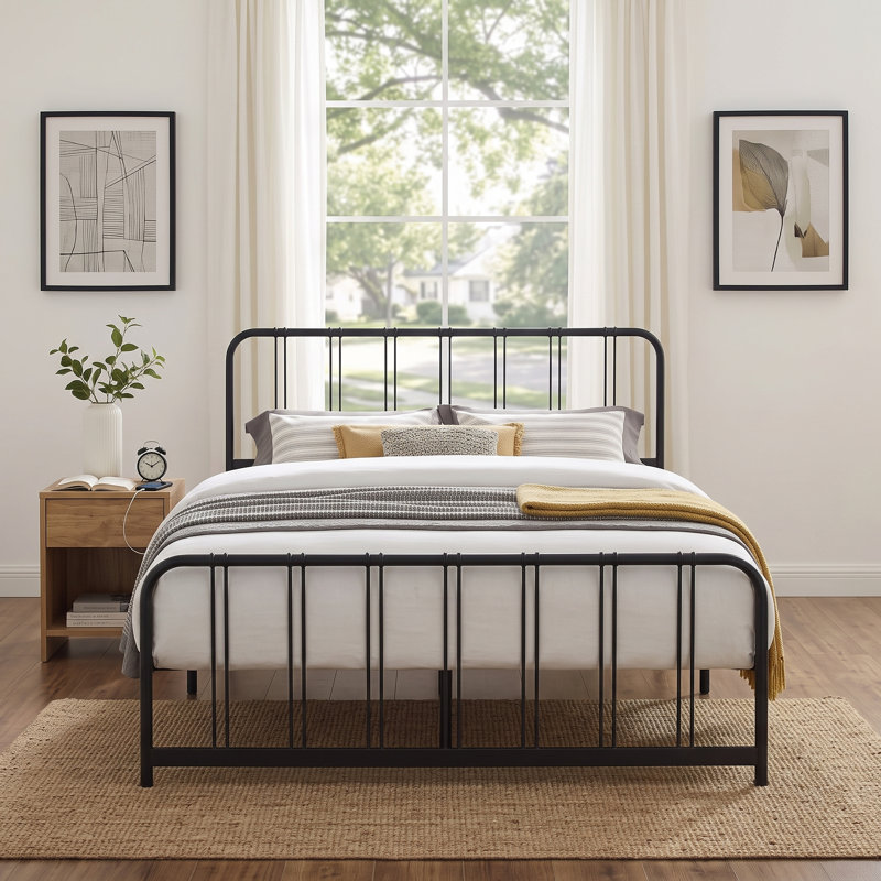 Emden Metal Slat Bed, Queen, Black