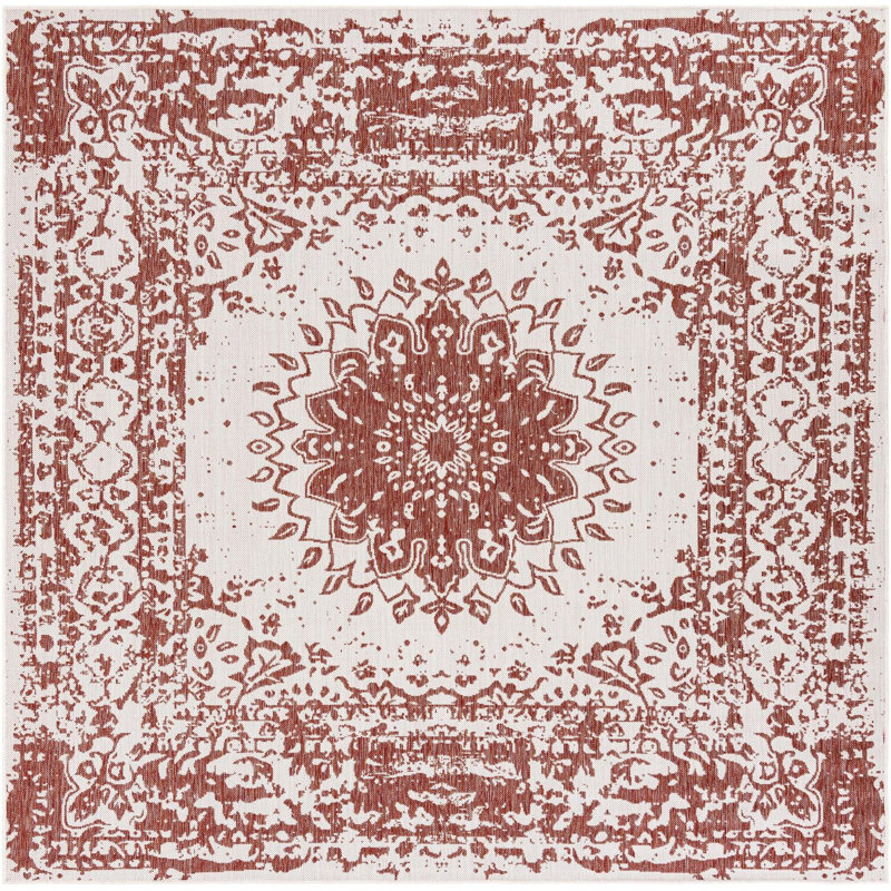 Contemporary Hitchens Runner Rug Rust Red Color, Square 7'10"