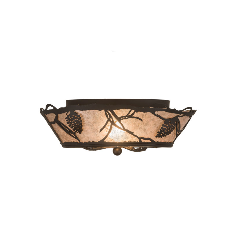 2 - Light Semi Flush Mount, 6.25" H x 16.5" W x 16.5" D, Oil Rubbed Bronze, Silver Mica