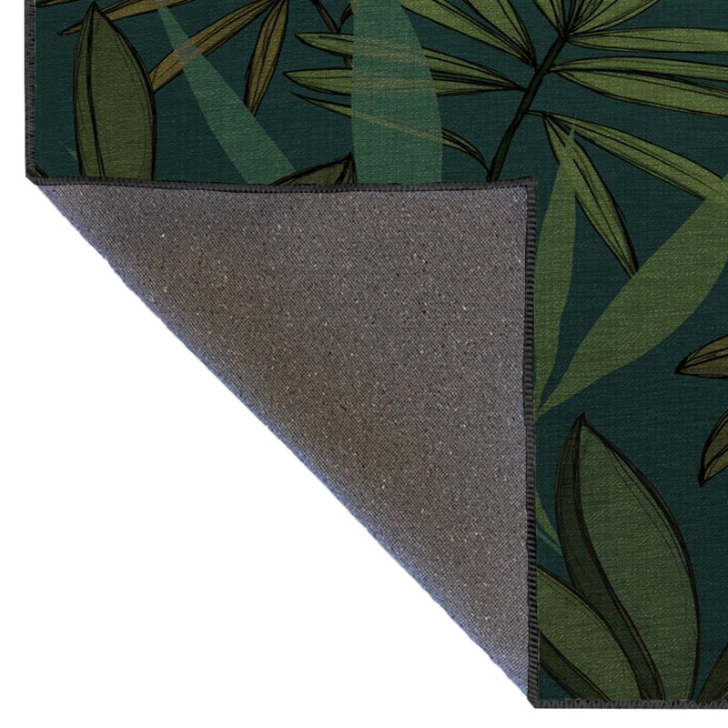 Tapis décoratif vert à motif de plantes vertes