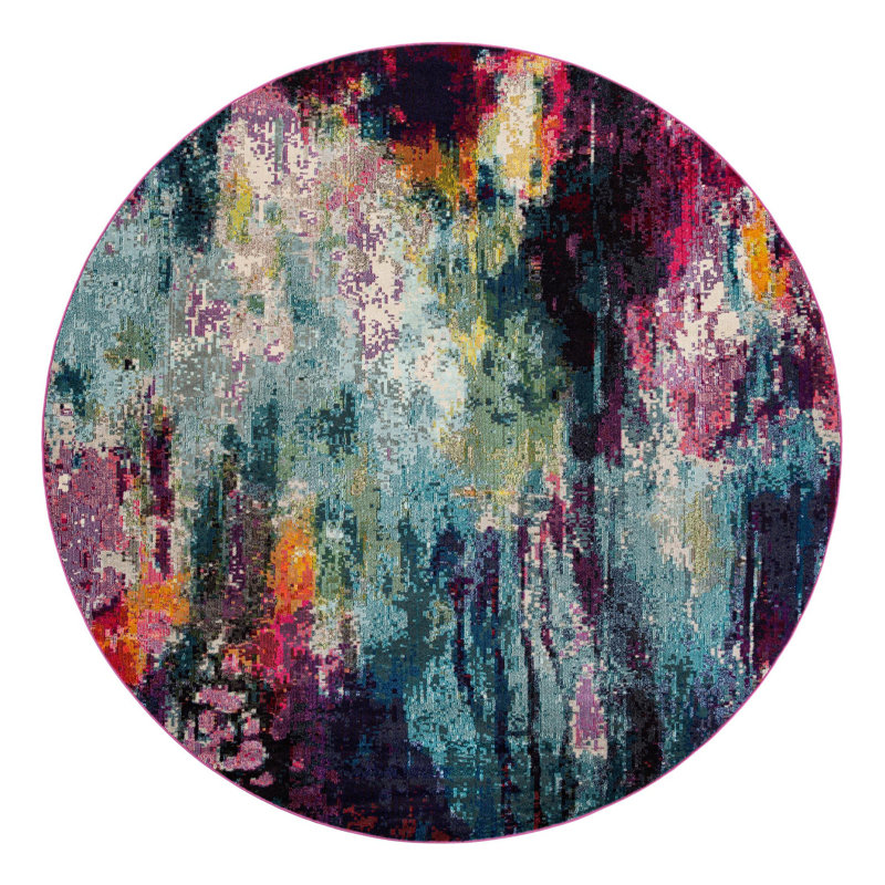 Hashimoto Abstract Area Rug, Round 7'1"