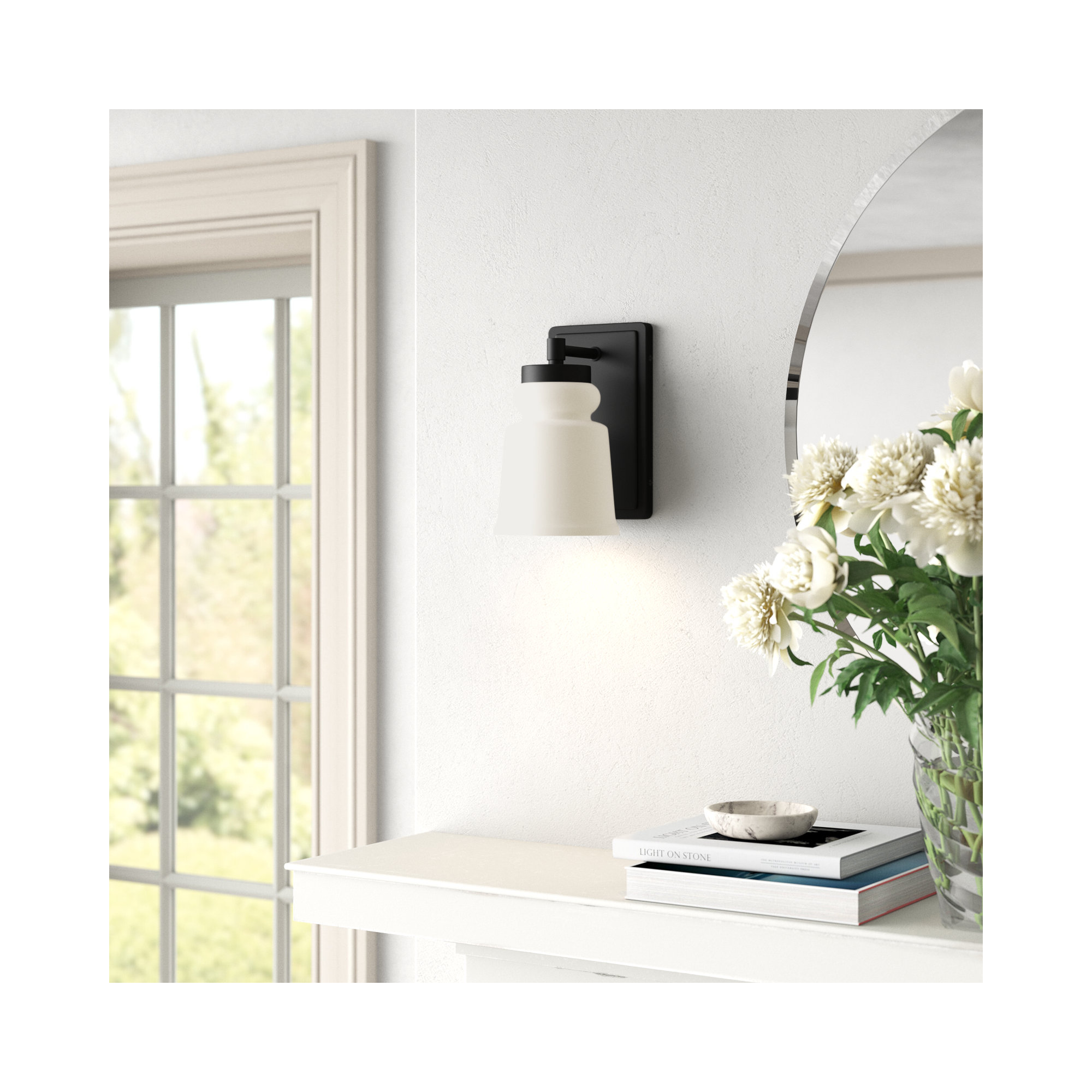 Grosseto Single Light Glass Dimmable Wall Sconces, Black