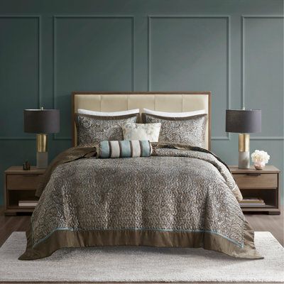 Ensemble de couvre-lit très grand réversible en jacquard avec coussins décoratifs pour lit moderne
