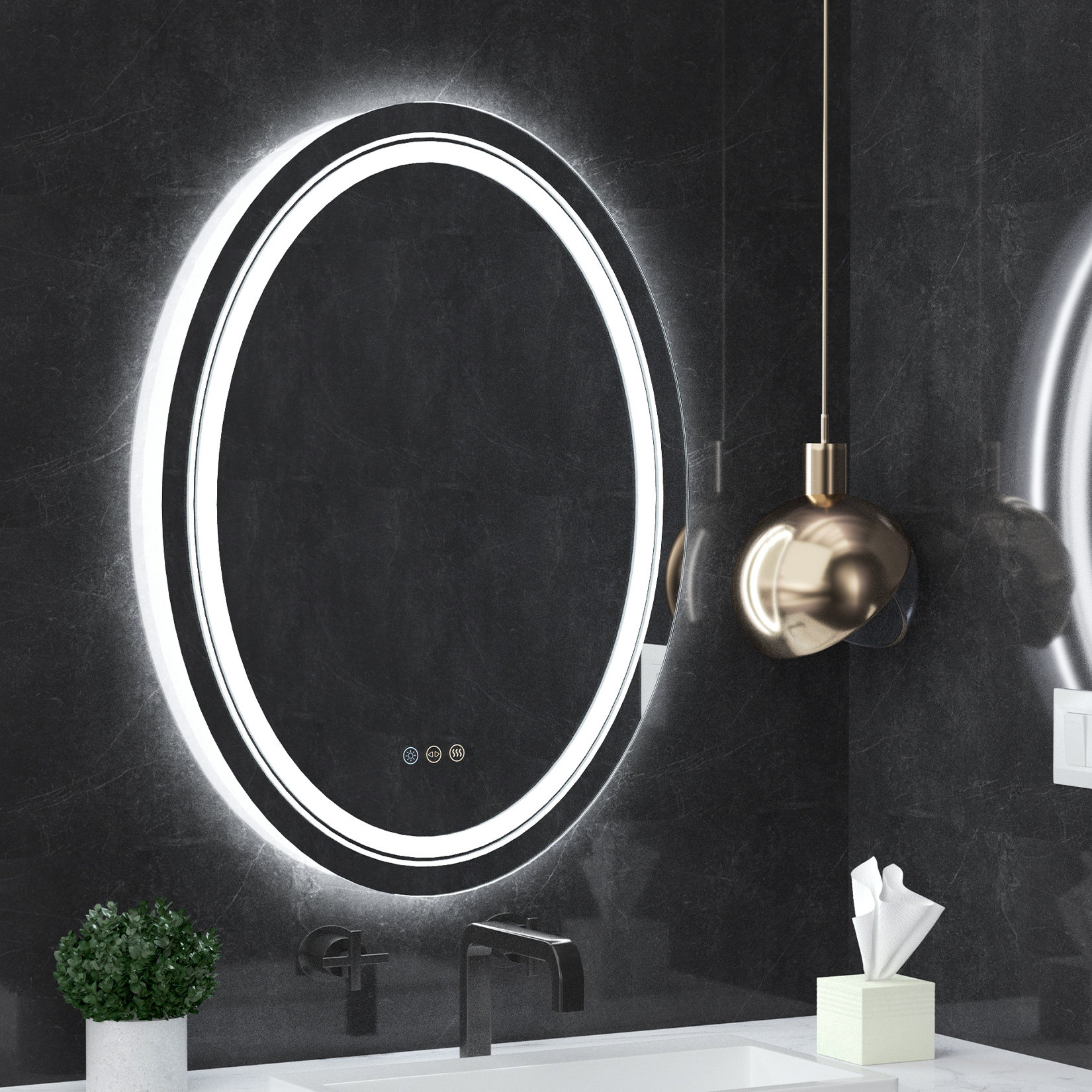 Orren Ellis LED Lighted Bathroom Mirror Front and Backlit Lights Anti ...