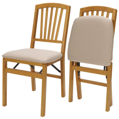  Stakmore Mission Fusion Folding Chair, Oak Frame with Blush Fabric