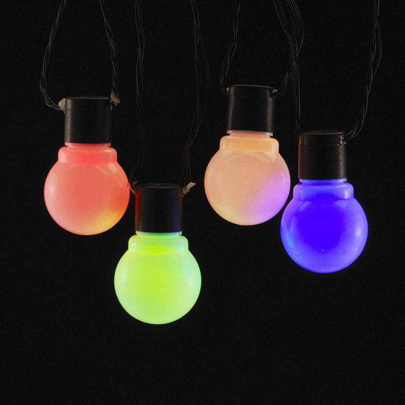 10 mini lumières de Noël DEL en verre - fil noir, H 1,5 po x l 1,5 po x P 264 po, Rouge / Bleu
