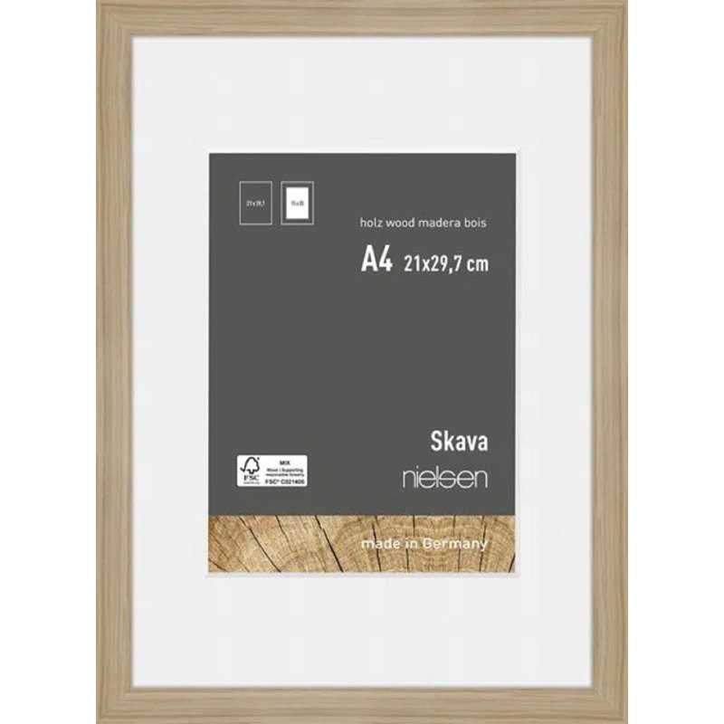 nielsen Skava Wooden Picture Frame, 29.7cm H x 21cm W x 2cm D, Oak