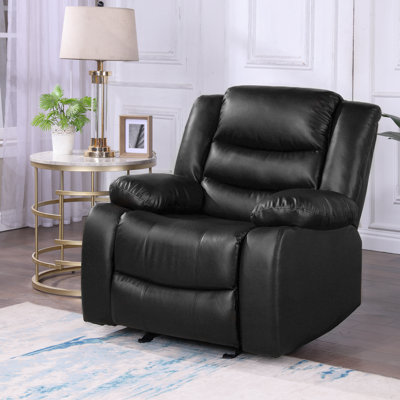 Oversized Rocker Recliner Chair,  Rocking Chair With Overstuffed Armrest For Living Room, Bedroom, Faux Leather Recliner,home Theater Seating