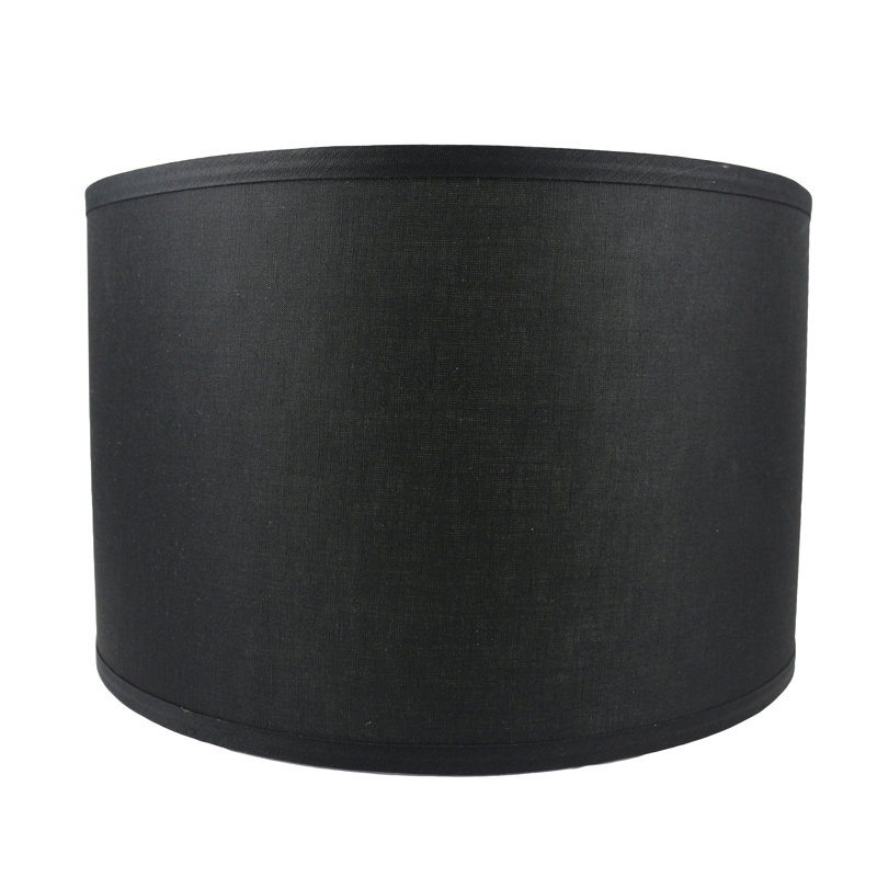 Abat-jour tambour en lin classique 16 po, Noir, noir, noir, noir
