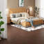 Très grand lit avec banc de rangement, traîneau en bois massif, mobilier de chambre moderne