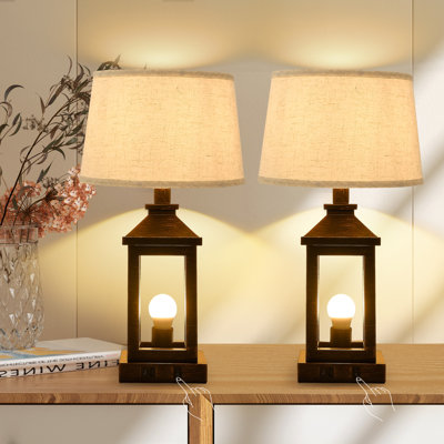 Lampe de table tactile à intensité variable (3 niveaux) avec ports USB-C et USB-A (4 ampoules DEL incluses)