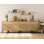 Buffet en bois 94,5 "avec motif de roseaux, crédence moderne 4 en 1 avec station de charge pour la cuisine et la salle à manger