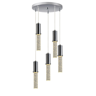Luminaire suspendu cylindre grappe 5 lumières Paonia