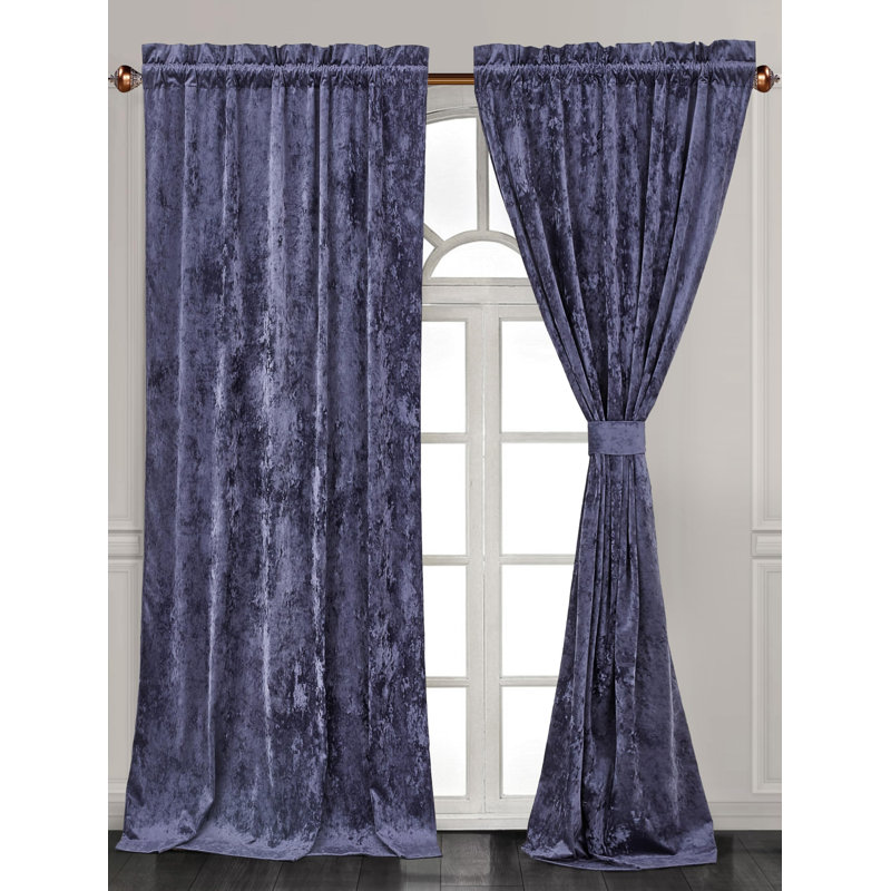 Velvet Bedding Collection Room Darkening Curtain Panel Pair, 50" W x 84" L, Purple